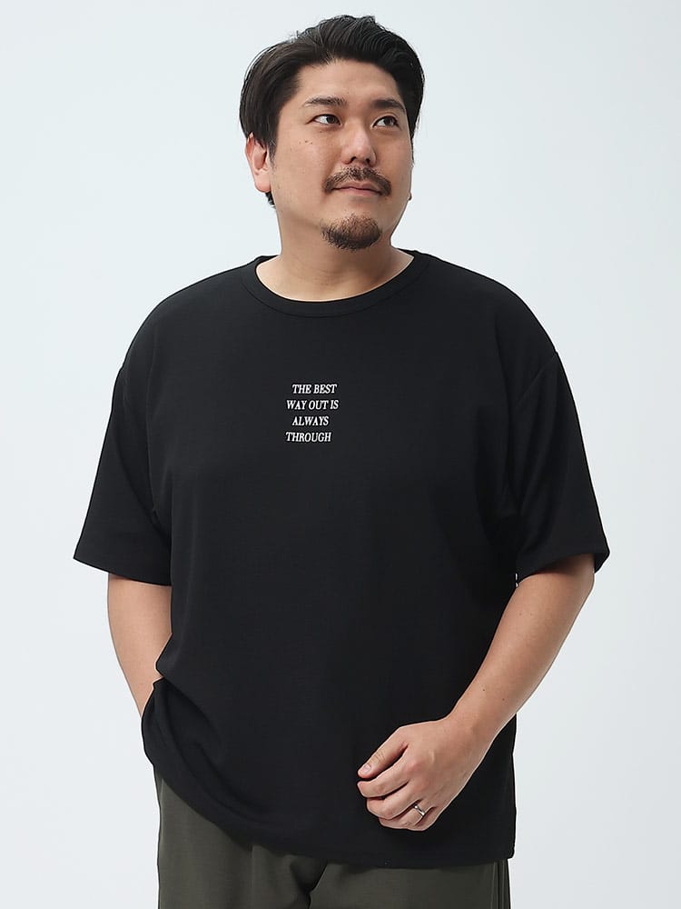 大きいサイズ メンズ B＆T CLUB (ビーアンドティークラブ) 梨地 バックプリント クルーネック 半袖 Tシャツ