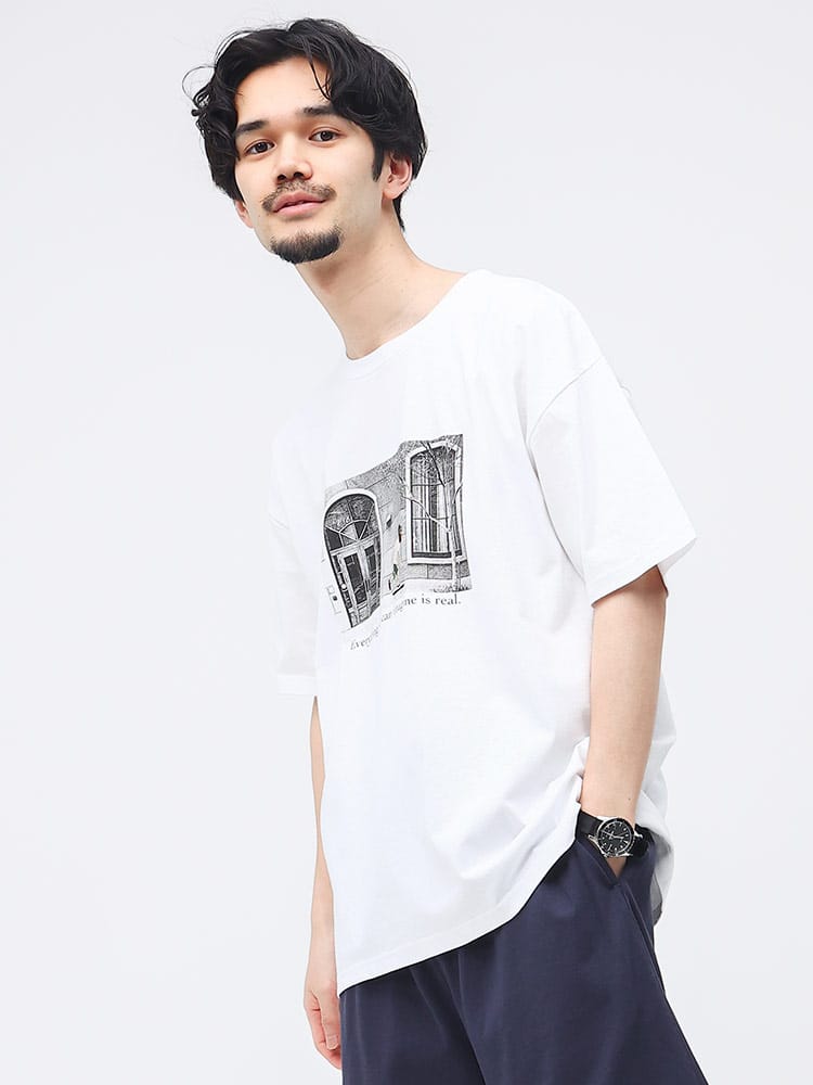 QUASH (クワッシュ) USAコットン フォト×刺繍 クルーネック 半袖 Tシャツ