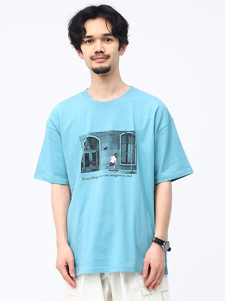 QUASH (クワッシュ) USAコットン フォト×刺繍 クルーネック 半袖 Tシャツ