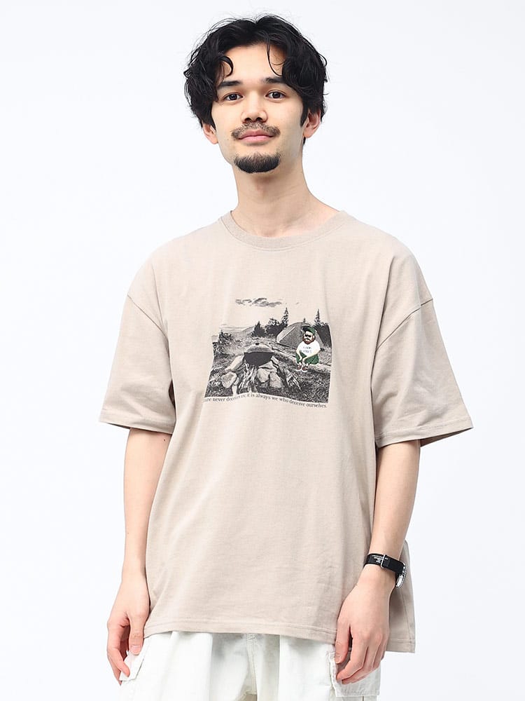 QUASH (クワッシュ) USAコットン フォト×刺繍 クルーネック 半袖 Tシャツ