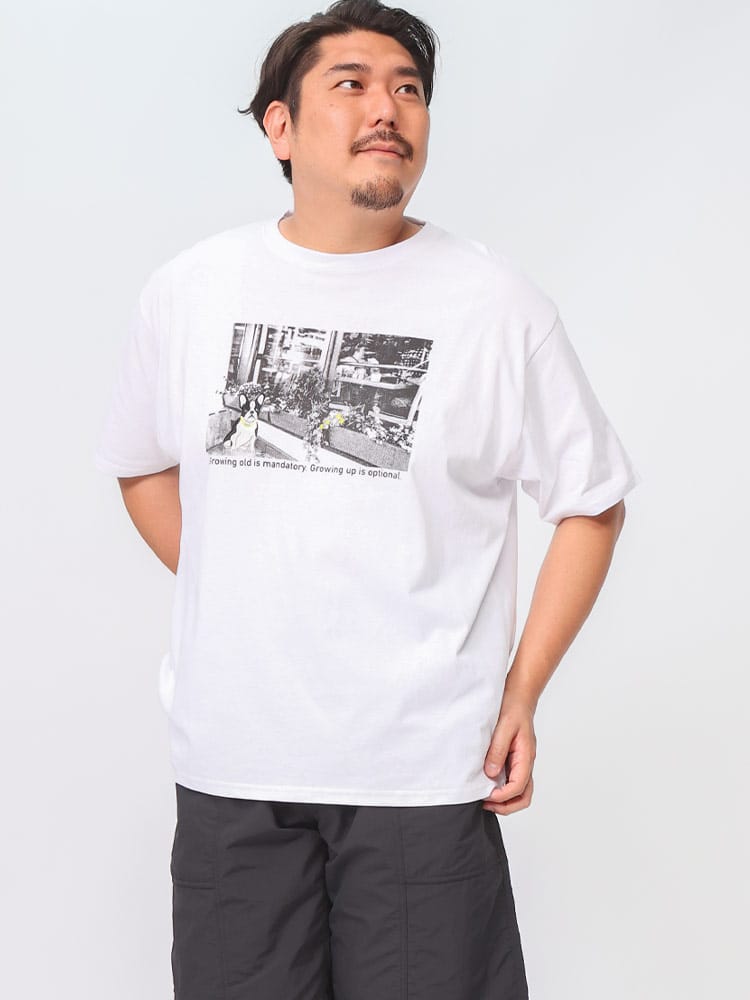 半袖 Tシャツ フォトグラフィック×刺繍 クルーネック トップス シャツ 