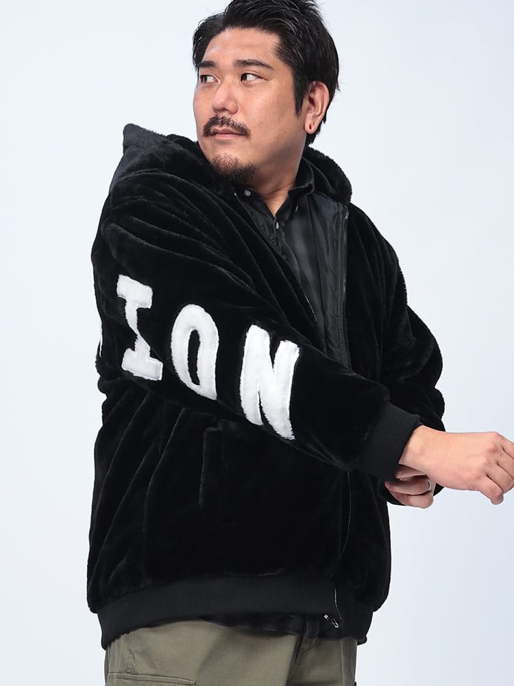 ファージャケット ストレートライン フルジップ   アウター  ブルゾン 秋冬 防寒 大きいサイズ メンズ