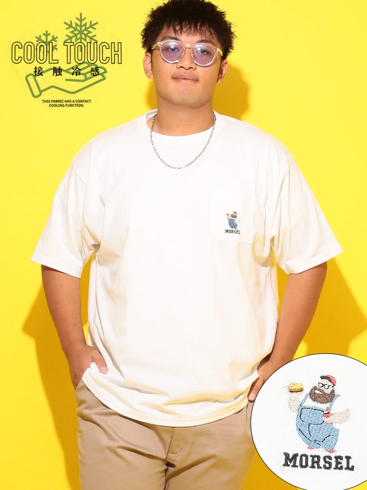 半袖 Tシャツ 接触冷感 ポケット クルーネック トップス ポケT 刺繍 涼しい 春 夏 大きいサイズ メンズ