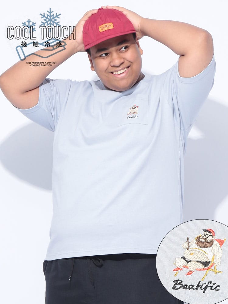 半袖 Tシャツ 接触冷感 ポケット クルーネック トップス ポケT 刺繍 涼しい 春 夏 大きいサイズ メンズ