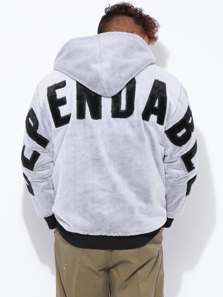 ファーブルゾン バックロゴ ストレートライン フルジップ アウター パーカー ストリート 大きいサイズ メンズ