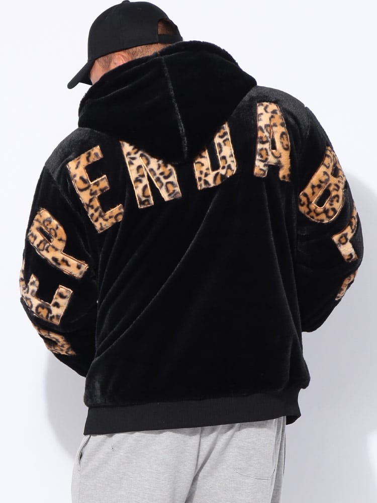 ファーブルゾン バックロゴ ストレートライン フルジップ アウター パーカー ストリート 大きいサイズ メンズ