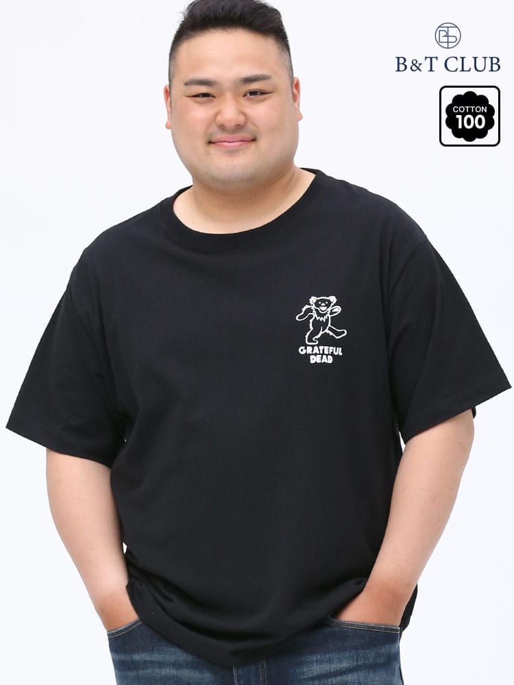 大きいサイズ メンズ B＆T CLUB (ビーアンドティークラブ) Grateful Dead バックペイズリー柄 クルーネック 半袖 Tシャツ