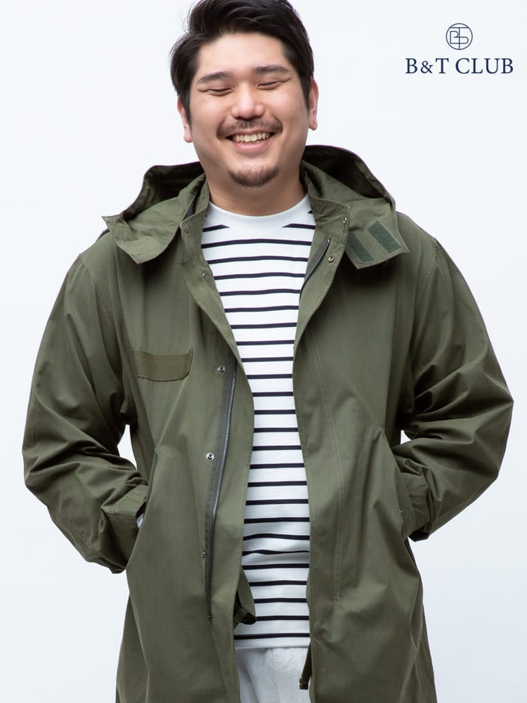 大きいサイズ メンズ B＆T CLUB TNピーチ フード着脱 フルジップ モッズコート