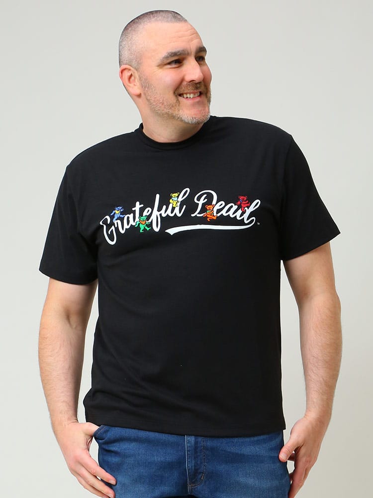 在庫処分 返品交換不可 大きいサイズ メンズ B＆T CLUB (ビーアンドティークラブ) GRATEFUL DEAD プリント＆刺繍 クルーネック 半袖 Tシャツ
