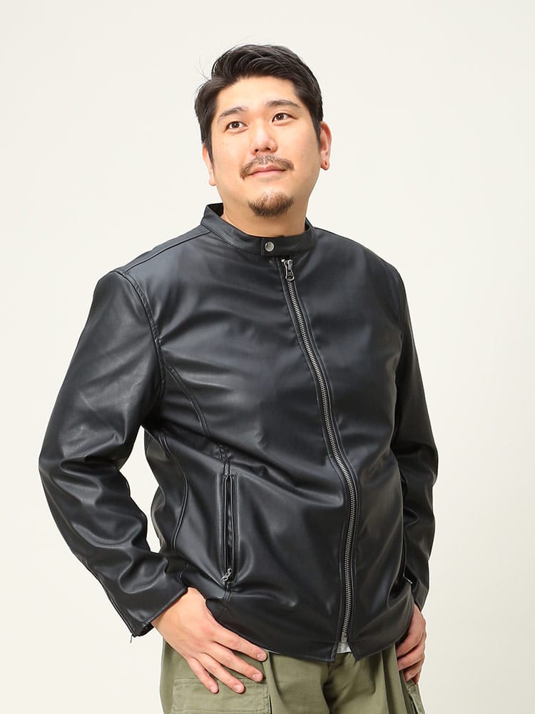 大きいサイズ メンズ B＆T CLUB (ビーアンドティークラブ) PUレザー フルジップ ライダース