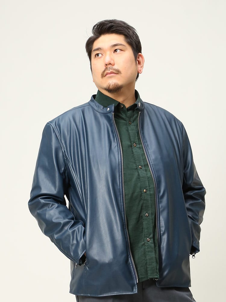 大きいサイズ メンズ B＆T CLUB (ビーアンドティークラブ) PUレザー フルジップ ライダース