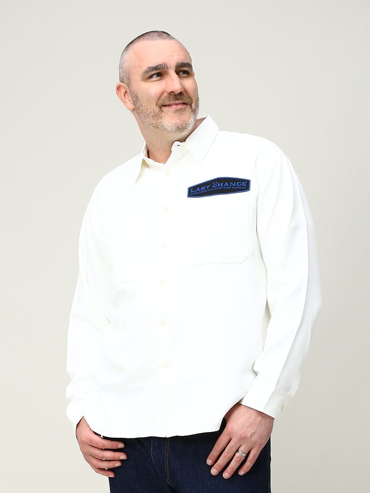 大きいサイズ メンズ B＆T CLUB (ビーアンドティークラブ) ツイル 刺繍 ポケット 長袖 シャツ