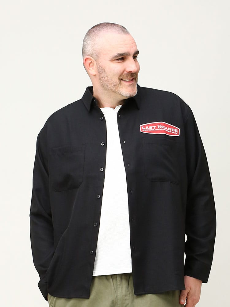 大きいサイズ メンズ B＆T CLUB (ビーアンドティークラブ) ツイル 刺繍 ポケット 長袖 シャツ