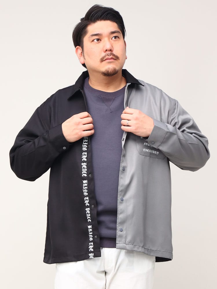 大きいサイズ メンズ B＆T CLUB (ビーアンドティークラブ) ポリツイル バイカラー 長袖 シャツ