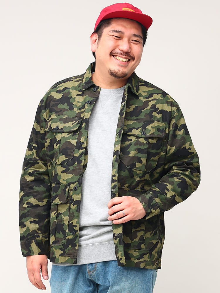 大きいサイズ メンズ B＆T CLUB (ビーアンドティークラブ) 迷彩柄 ポケット 長袖 シャツ