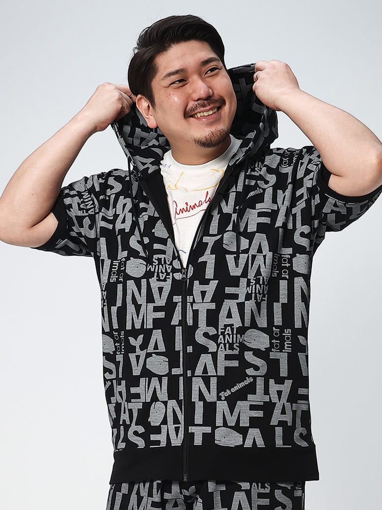 大きいサイズ メンズ B＆T CLUB (ビーアンドティークラブ) FATANIMALS クジラロゴ フルジップ 半袖 パーカー