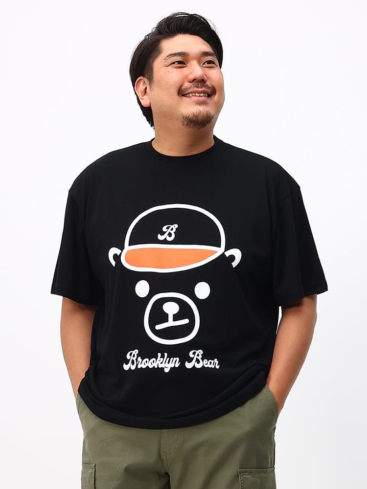 大きいサイズ メンズ B＆T CLUB (ビーアンドティークラブ) BROOKLYN BEAR BIGフェイスプリント クルーネック 半袖 Tシャツ
