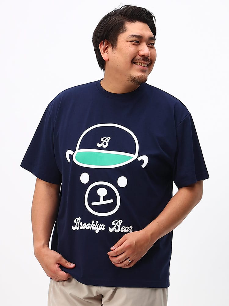 大きいサイズ メンズ B＆T CLUB (ビーアンドティークラブ) BROOKLYN BEAR BIGフェイスプリント クルーネック 半袖 Tシャツ
