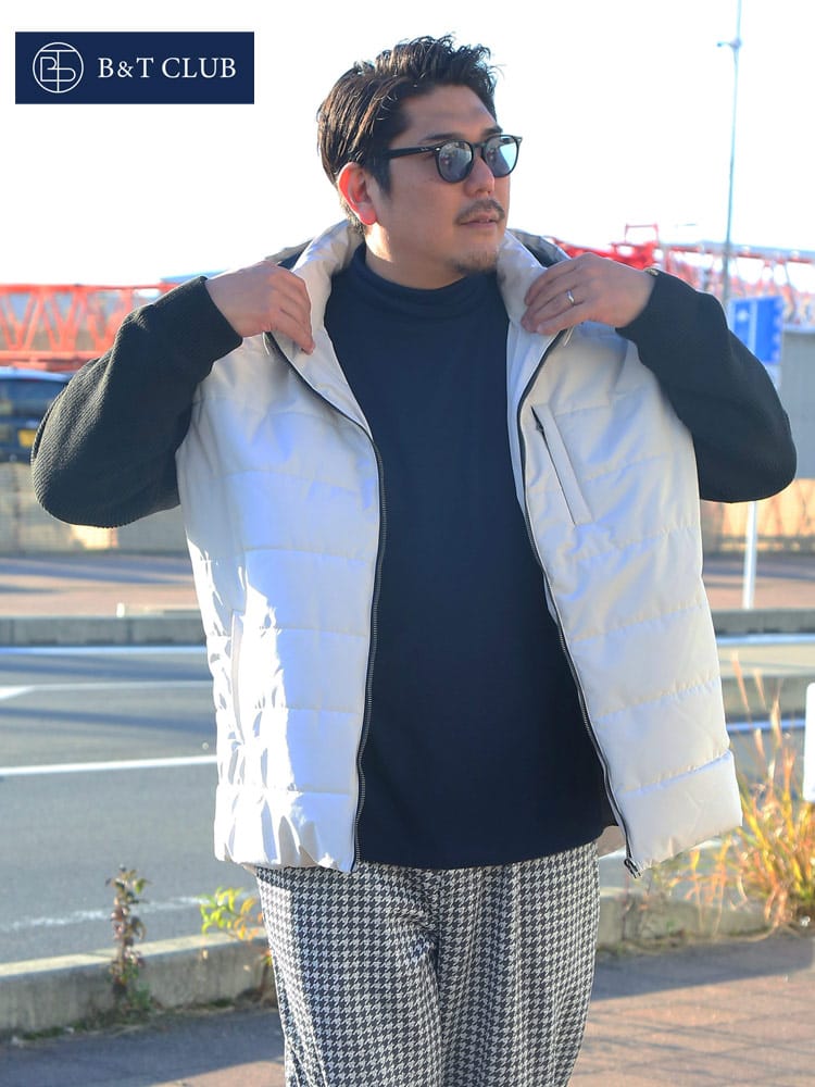 袖ニット 切り替え フルジップ 中綿 ジャケット (B＆T CLUB) ビーアンドティークラブ 大きいサイズ メンズ
