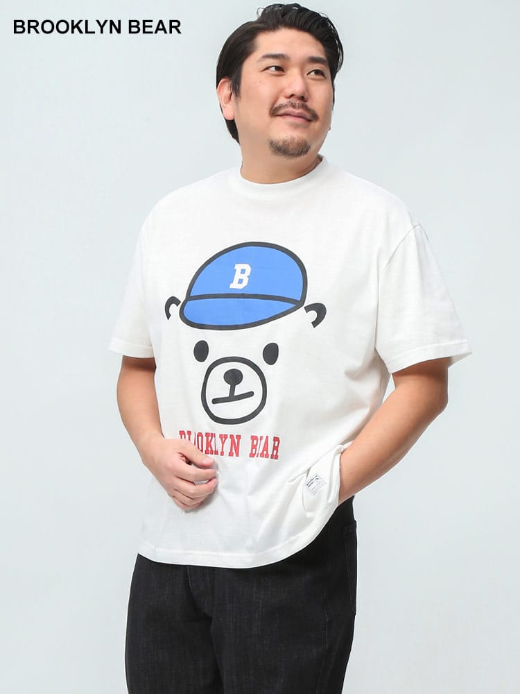 在庫処分 返品交換不可 BROOKLYNBEAR BIGフェイスプリント クルーネック 半袖 Ｔシャツ (B＆T CLUB) ビーアンドティークラブ 大きいサイズ メンズ
