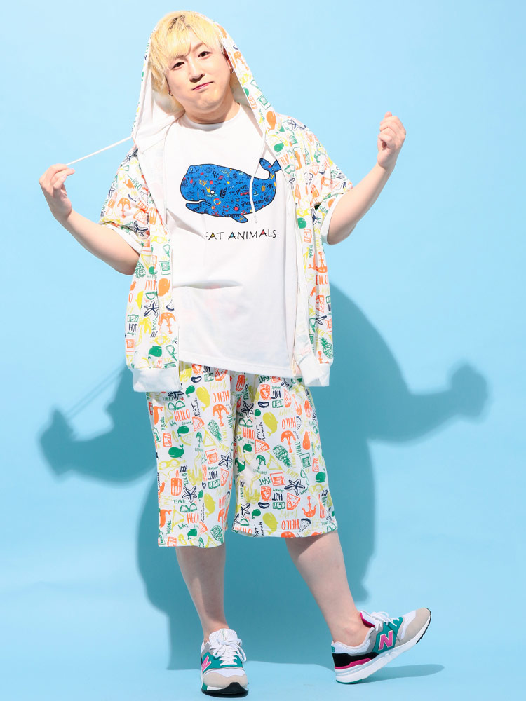 ショートパンツ FAT ANIMALS クジラ×ロゴ総柄 ボトムス ショーツ 半