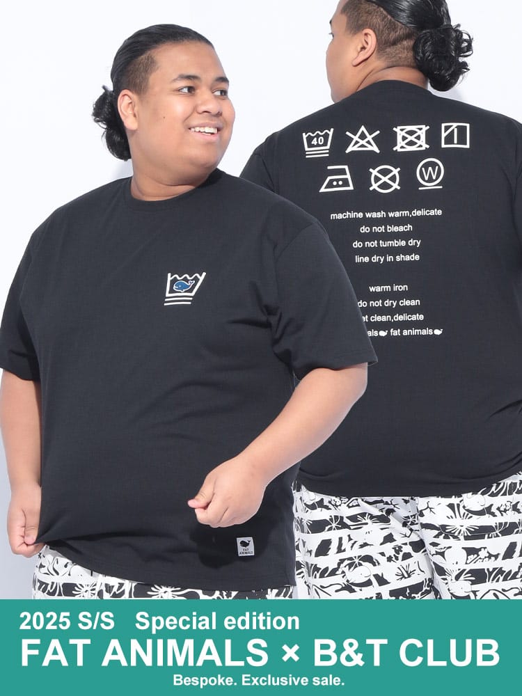 半袖 Tシャツ FAT ANIMALS 接触冷感 クジラ×洗濯機 クルーネック トップス プリント 涼しい 春 夏 大きいサイズ メンズ