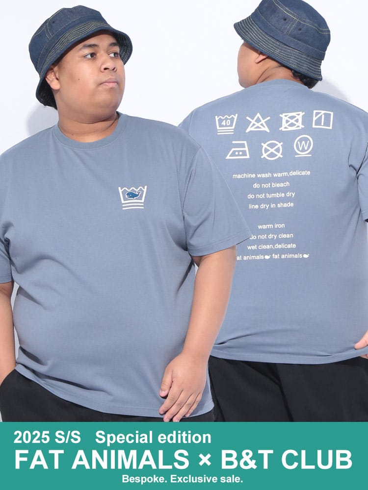 半袖 Tシャツ FAT ANIMALS 接触冷感 クジラ×洗濯機 クルーネック トップス プリント 涼しい 春 夏 大きいサイズ メンズ