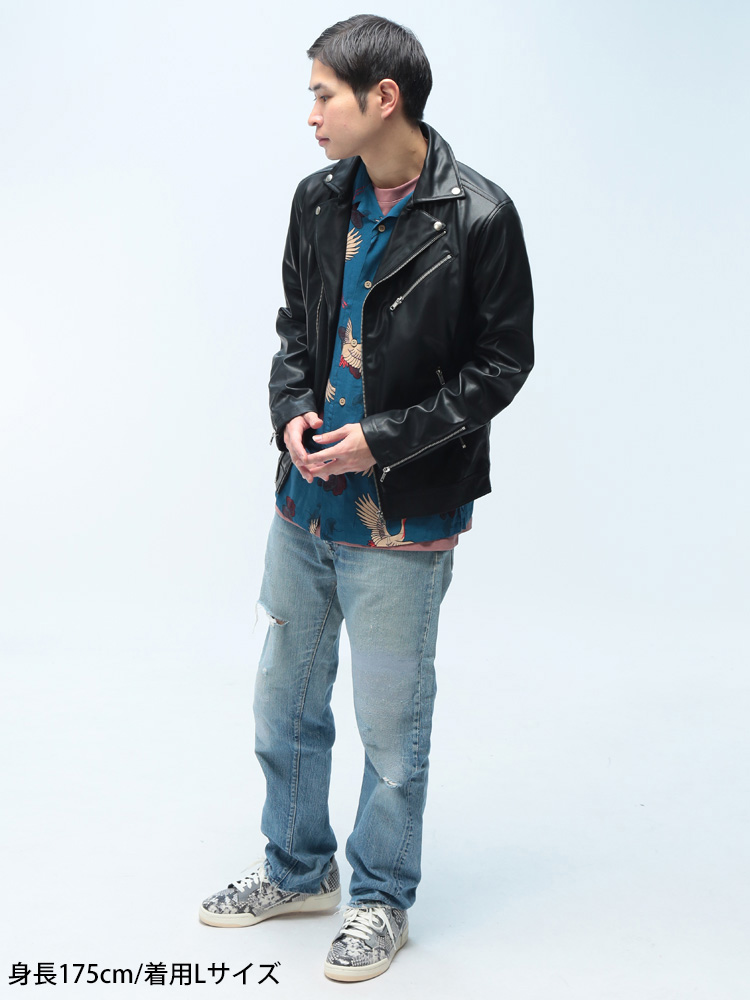 S＆SONS (エスアンドサンズ) 合成皮革 ダブル ライダース ジャケット