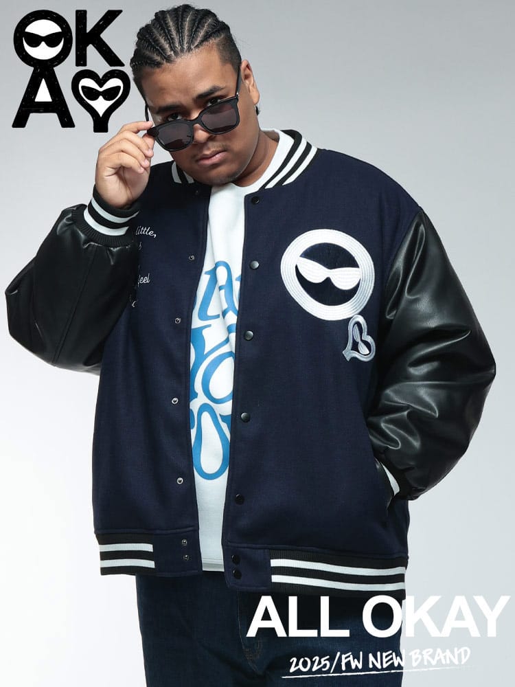 スタジャン フロント刺繍 リブライン アウター ジャケット ブルゾン 大きいサイズ メンズ