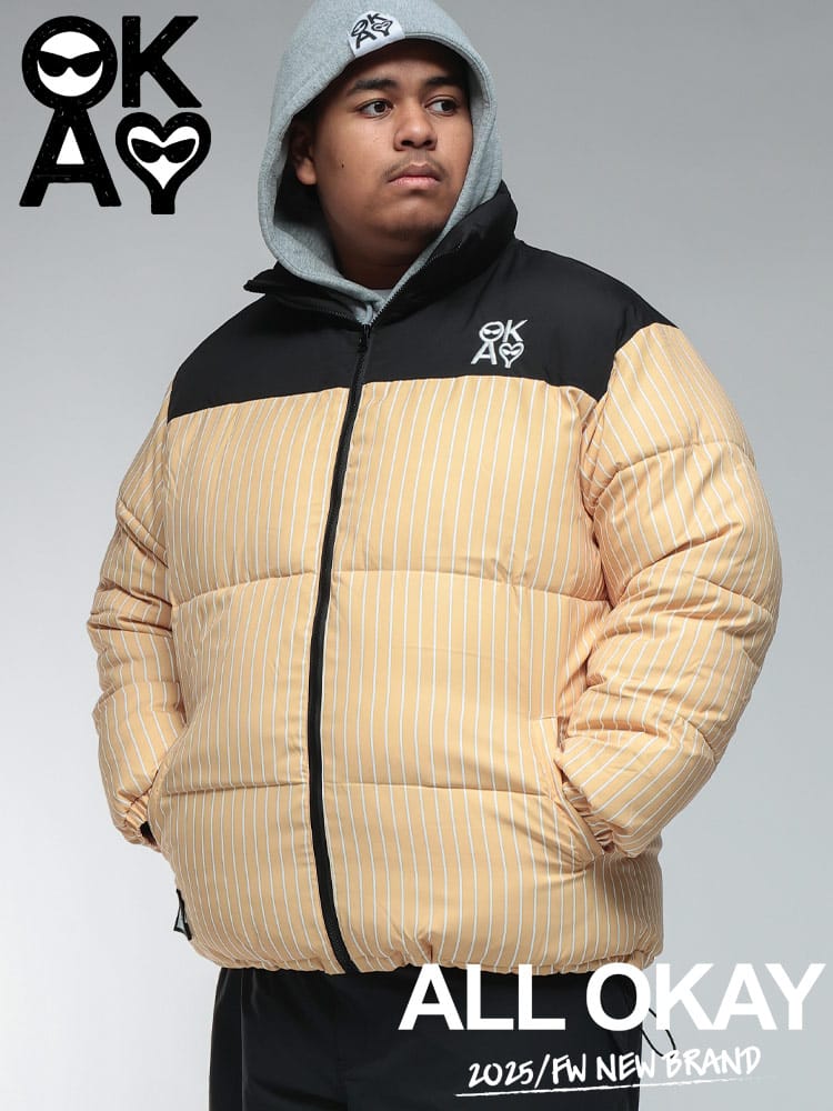 中綿 ブルゾン ワンポイント刺繍 ストライプ アウター 大きいサイズ メンズ