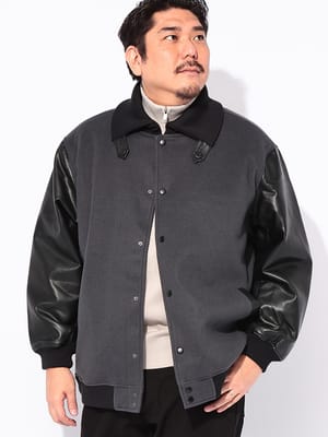 スタジアムジャンパー スパニッシュカラー スタジャン アウター ブルゾン 大きいサイズ メンズ