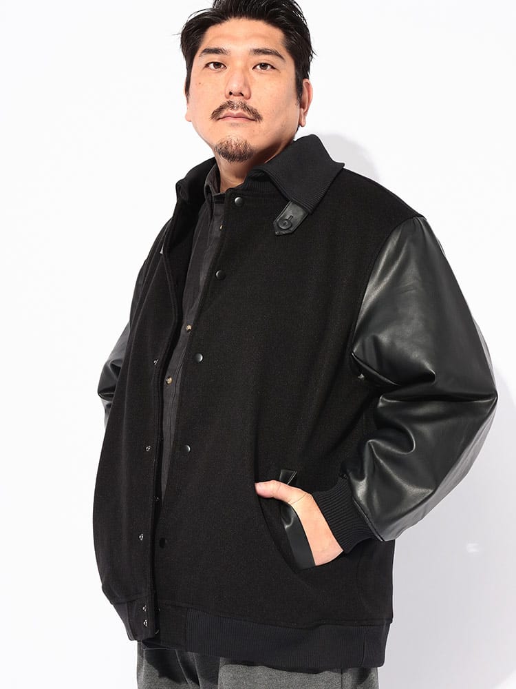 スタジアムジャンパー スパニッシュカラー スタジャン アウター ブルゾン 大きいサイズ メンズ