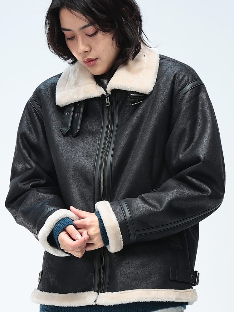 S＆SONS (エスアンドサンズ) フロッキームートン フルジップ ジャケット B-3