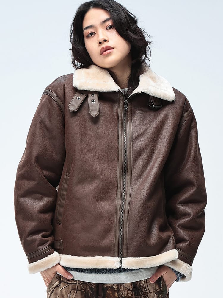 S＆SONS (エスアンドサンズ) フロッキームートン フルジップ ジャケット B-3