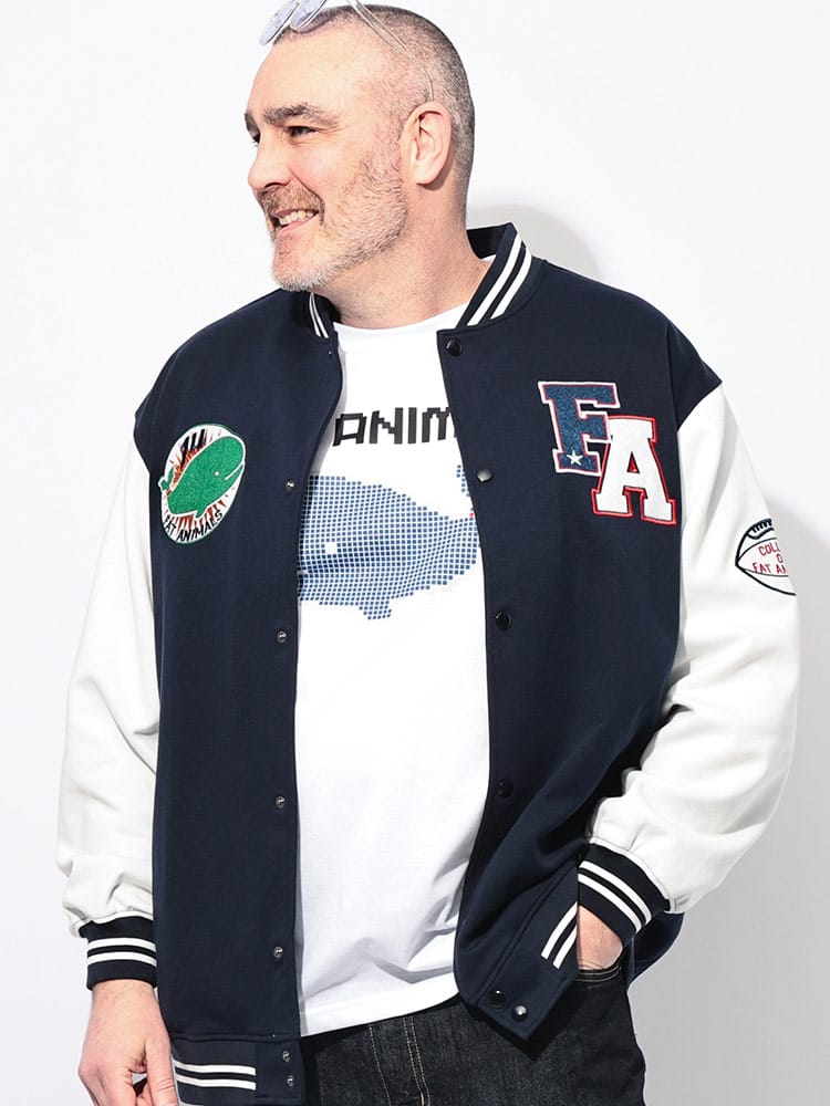 アウター メンズ 大きいサイズ ジャケット クジラワッペン スタジャン ブルゾン ジャンパー 春 秋