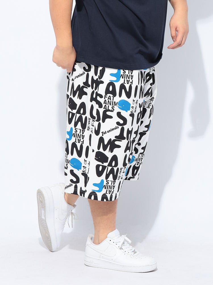【WEB限定価格】ショートパンツ メンズ 大きいサイズ FAT ANIMALS クジラ総柄 ショーツ ボトムス スウェット パンツ プリント 春 夏