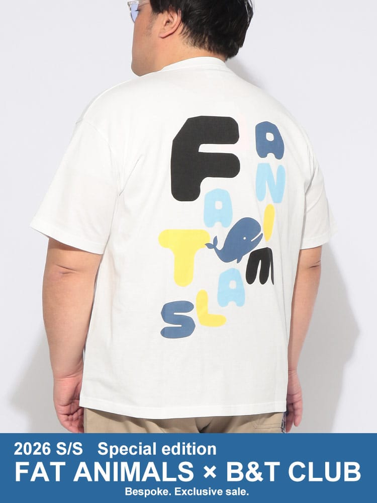 Tシャツ 半袖 メンズ 大きいサイズ FAT ANIMALS 接触冷感 クジラ クルーネック トップス カットソー プリント 春 夏