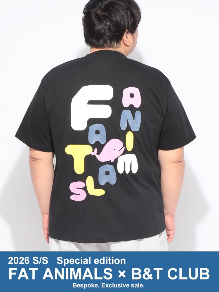 Tシャツ 半袖 メンズ 大きいサイズ FAT ANIMALS 接触冷感 クジラ クルーネック トップス カットソー プリント 春 夏