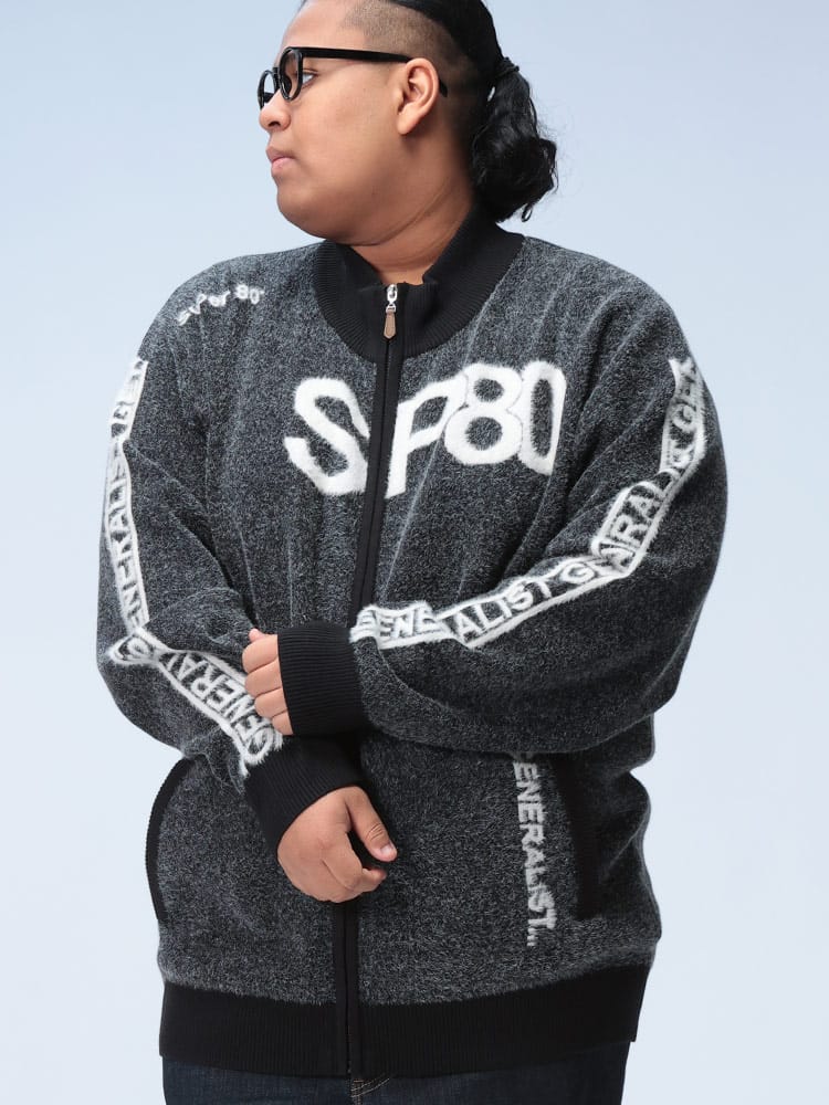 ジャガード セーター ウォッシャブル 裏シャギー フルジップ トップス ニット カーディガン リブ 秋冬 大きいサイズ メンズ