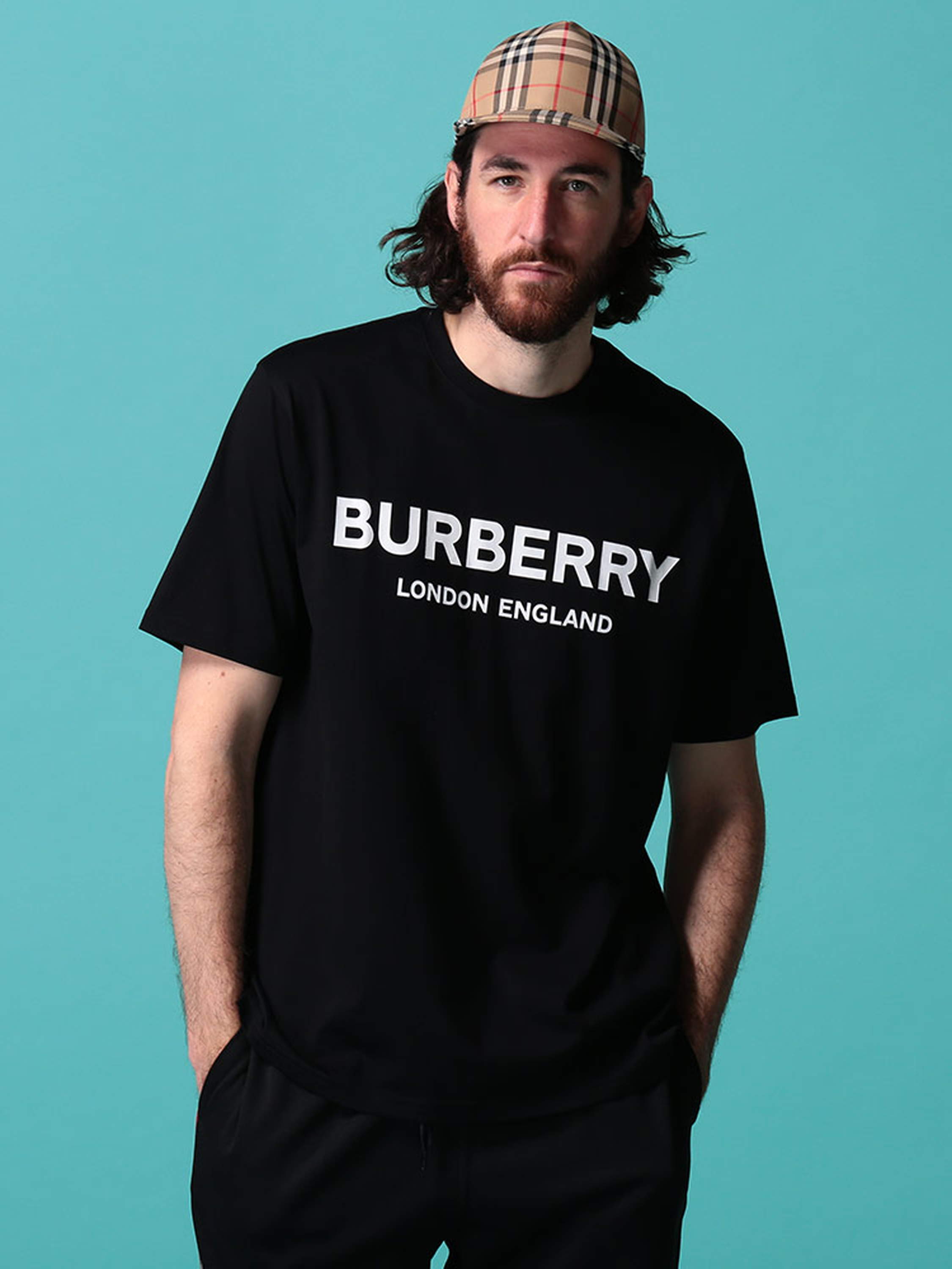 バーバリー メンズ Tシャツ 半袖 BURBERRY ロゴ プリント クルーネック 黒 ブランド トップス コットン B【サカゼン公式通販】