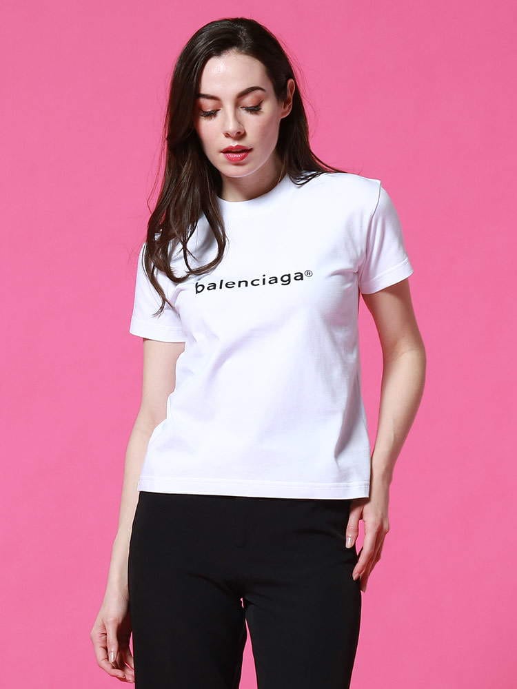 BALENCIAGA (バレンシアガ) ロゴプリント クルーネック 半袖 Tシャツ new copyright BCL612964TIV54 レディース ロゴ