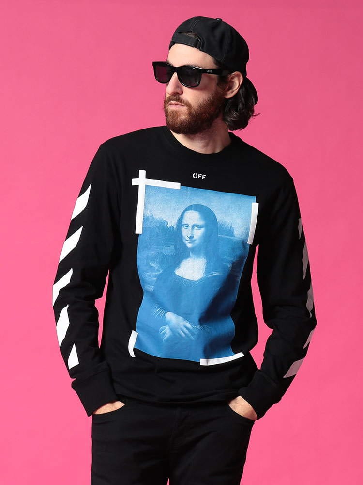 OFF-WHITE (オフホワイト) ブループリント クルーネック 長袖 Tシャツ BLUE MONALISA OWAB01R21JER002
