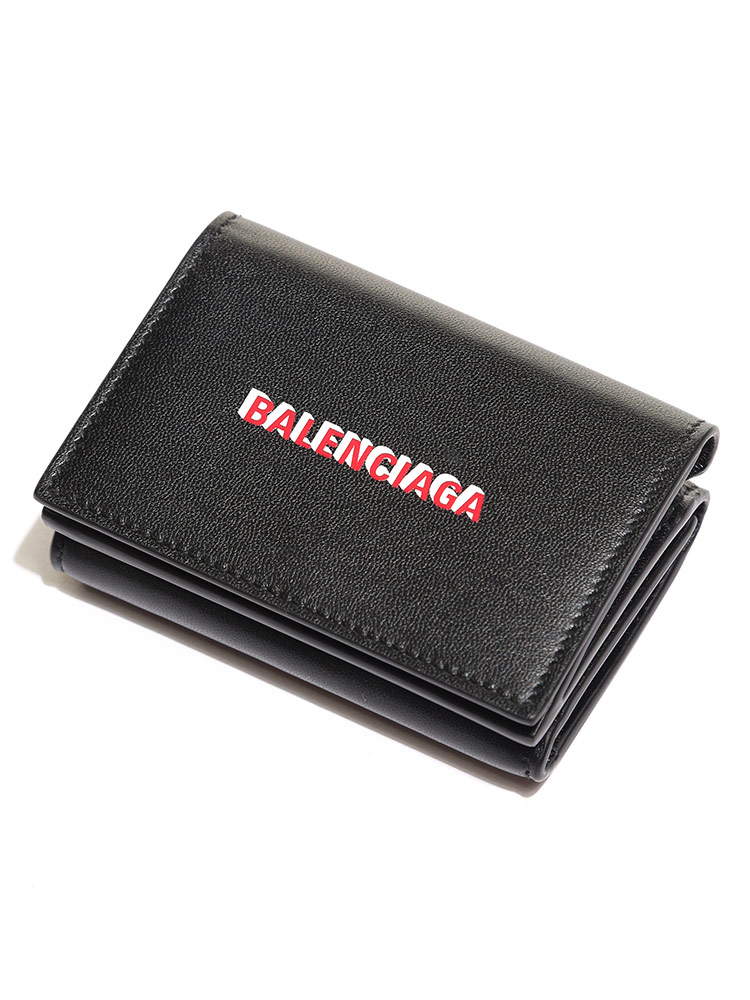 BALENCIAGA (バレンシアガ) ロゴ 三つ折り ミニウォレット cash mini wallet BC5943121I373