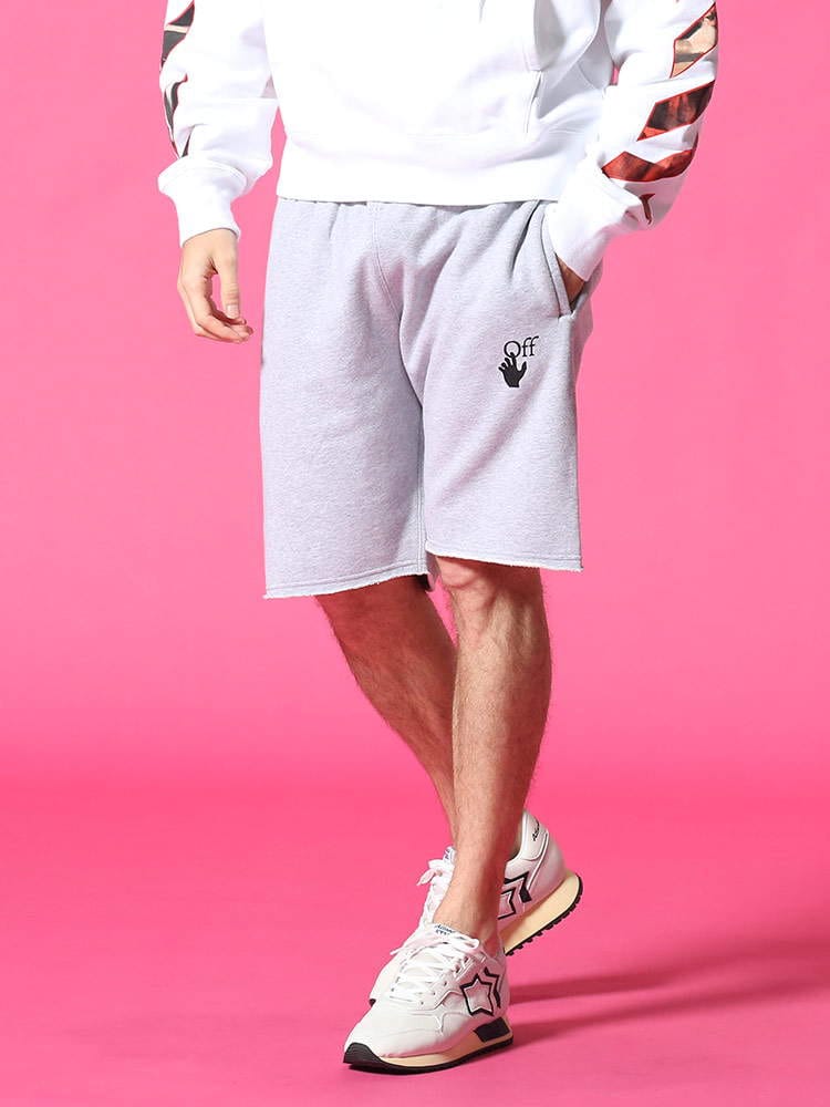 OFF-WHITE (オフホワイト) プリント 前閉じ スウェット ショートパンツ MARKER OWCI06R21FLE002