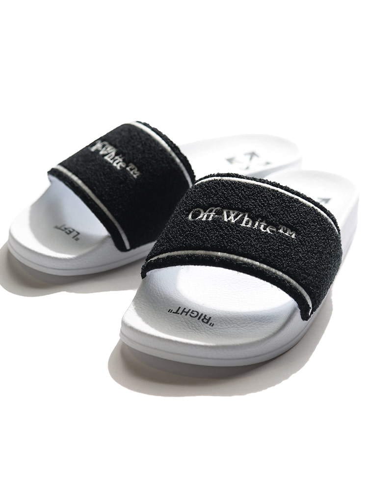 OFF-WHITE (オフホワイト) タオル生地 ロゴ刺繍 スライドサンダル TOWEL OWIC01R21MAT003
