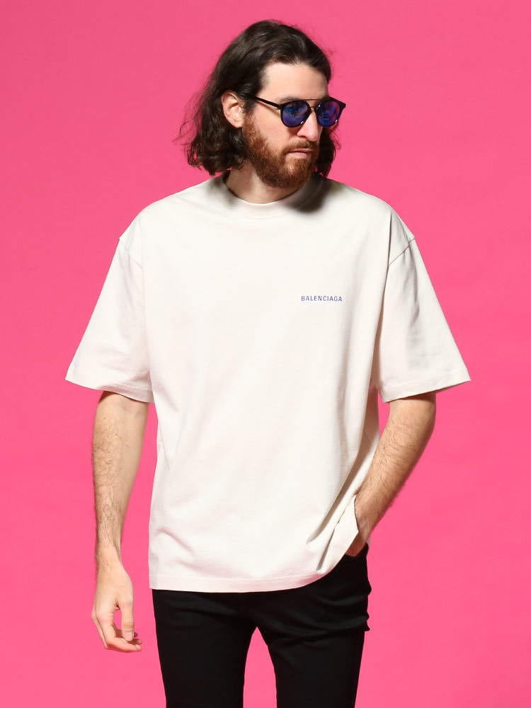 BALENCIAGA (バレンシアガ) バックプリント クルーネック 半袖 Tシャツ LOGO MEDIUM BC612966TIVG5