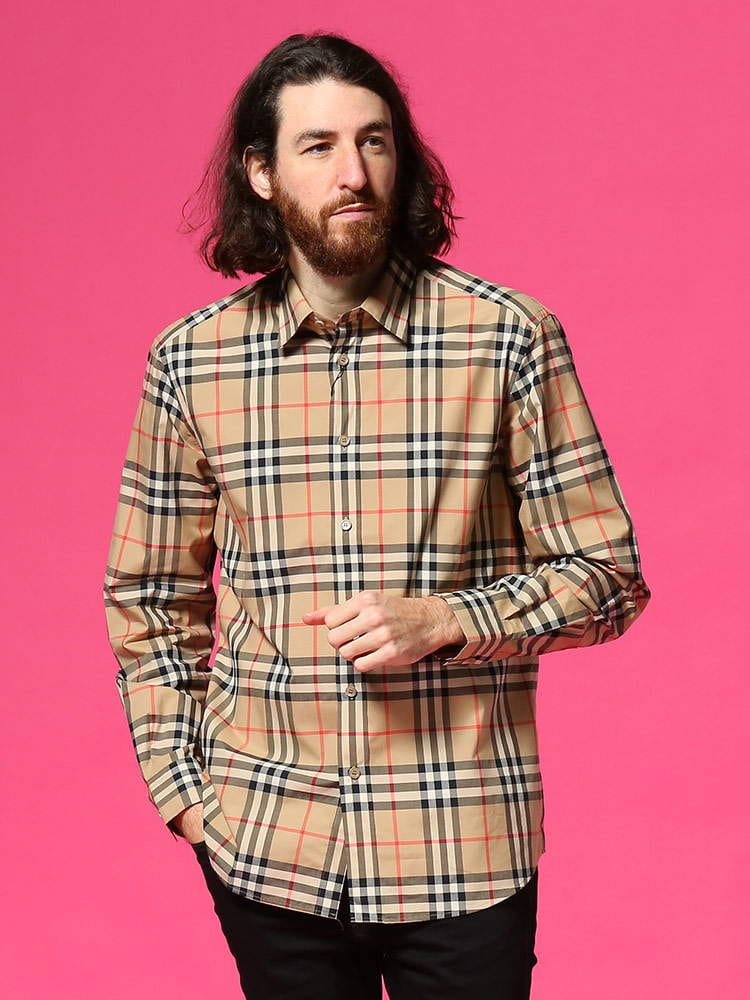BURBERRY (バーバリー) チェック柄 コットンポプリン 長袖 シャツ CAXTON BB8020863