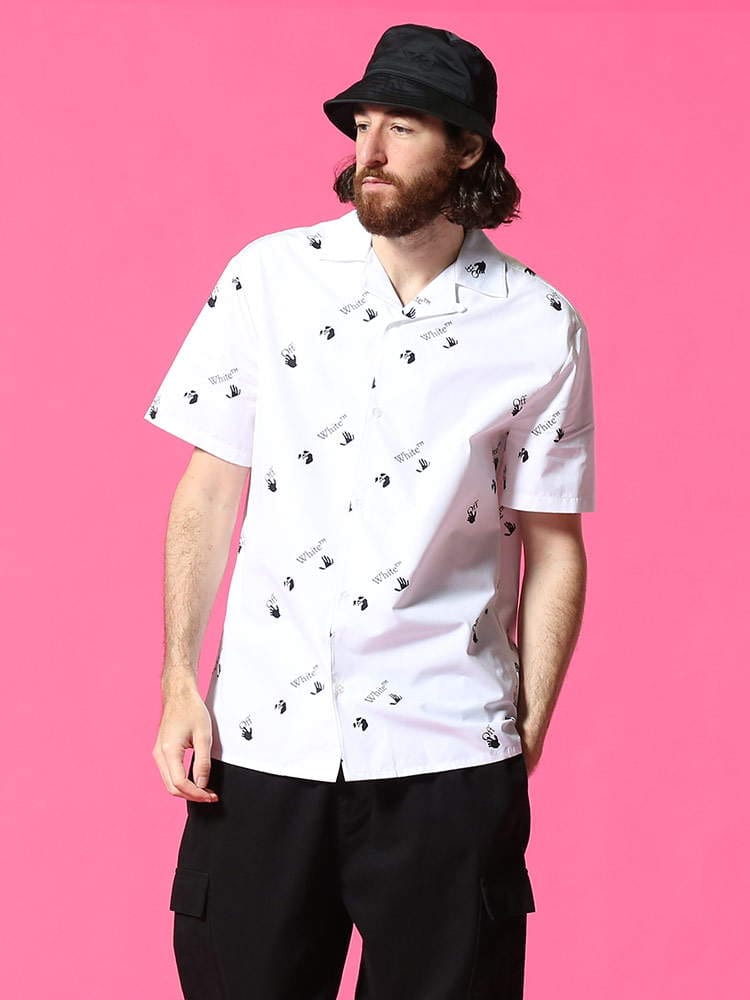 OFF-WHITE (オフホワイト) 総柄プリント オープンカラー 半袖 シャツ OW ALLOVER OWGA163R21FAB01 ブランド