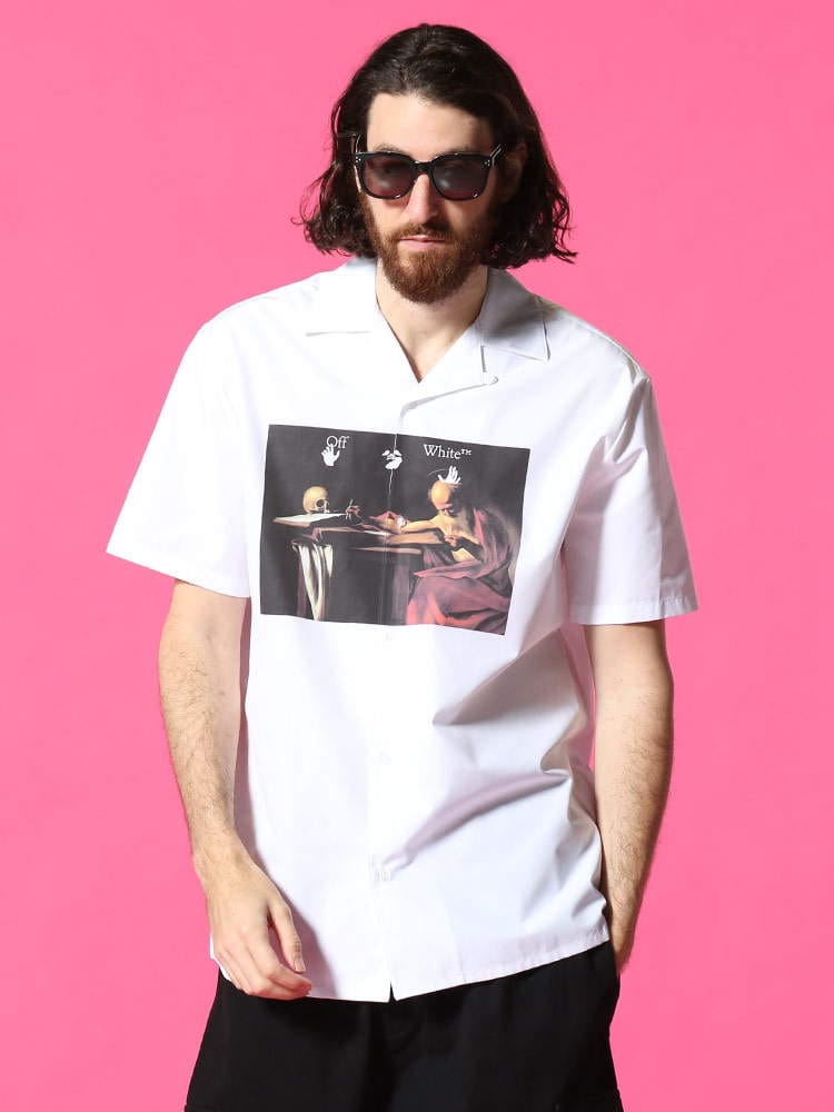 OFF-WHITE (オフホワイト) フロントプリント オープンカラー 半袖 シャツ CARAVAGGIO OWGA163R21FAB04 ブランド