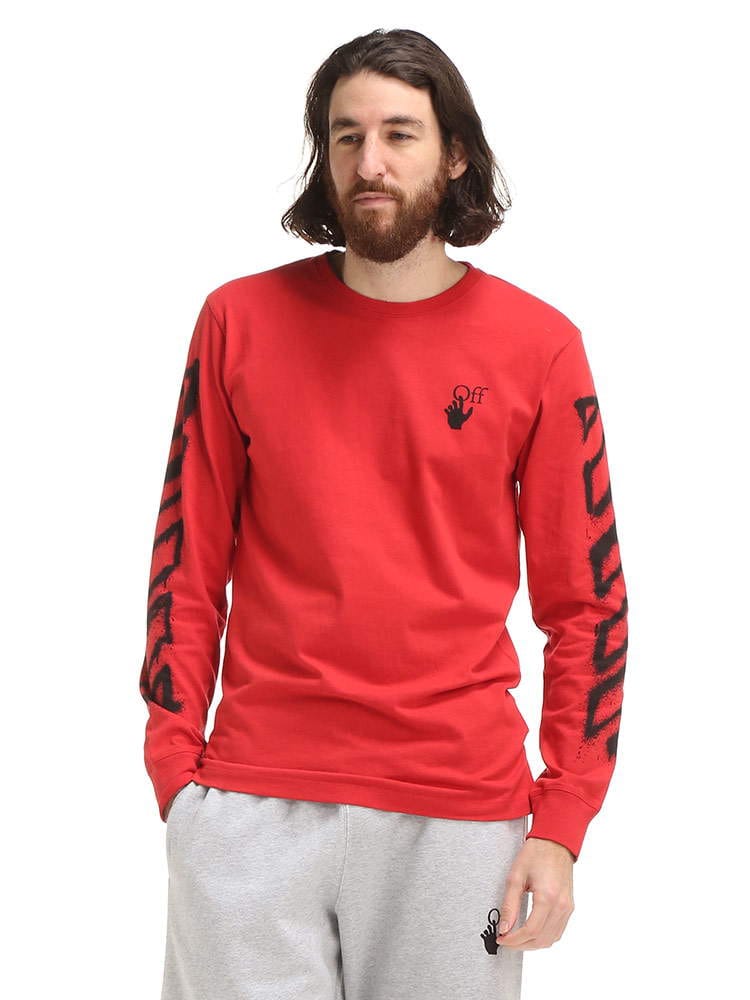 OFF-WHITE (オフホワイト) アーム バックプリント クルーネック 長袖 Tシャツ SPRAY MARKER OWAB01S21JER005
